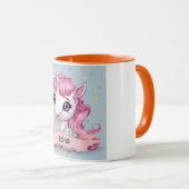 Magische Roze Baby Eenhoorn Stars Aangepaste Naam Mok (Voorkant rechts)