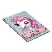 Magische Roze Baby Eenhoorn Stars Aangepaste Naam Notitieboek (Rechterzijde)