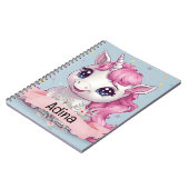 Magische Roze Baby Eenhoorn Stars Aangepaste Naam Notitieboek (Linkerzijde)