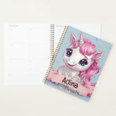 Magische Roze Baby Eenhoorn Stars Aangepaste Naam Planner (Display)