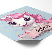 Magische Roze Baby Eenhoorn Stars Aangepaste Naam Poster (Hoek)