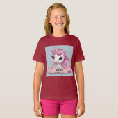 Magische Roze Baby Eenhoorn Stars Aangepaste Naam T-shirt (Voorkant volledig)