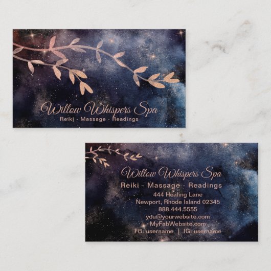 *~* Magische Roze Blauwgroen Sky Willow Tree Branc Visitekaartje (Voorkant / Achterkant)