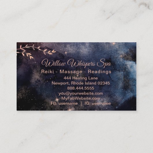 *~* Magische Roze Blauwgroen Sky Willow Tree Branc Visitekaartje (Achterkant)