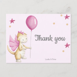 Magische Roze Draak Baby Shower Bedankkaart Briefkaart