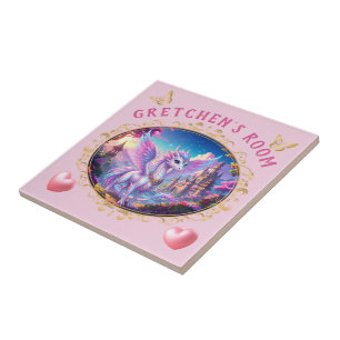 Magische Roze Draak Meisjeskamer  Tegeltje