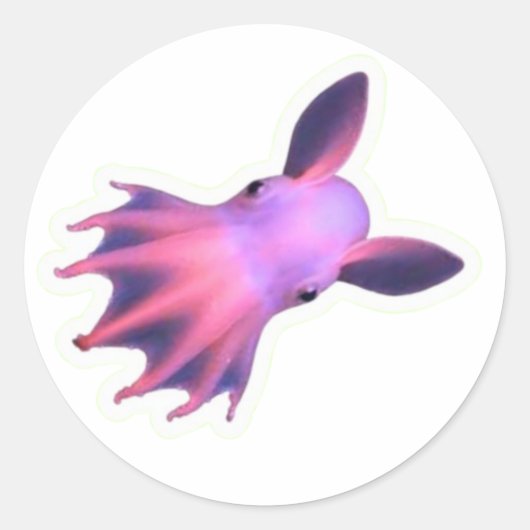 Magische Roze Dumbo Octopus Sticker - Neon Diepzee (Voorkant)