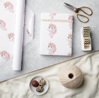 Magische Roze Eenhoorn Ballerina Cadeaupapier