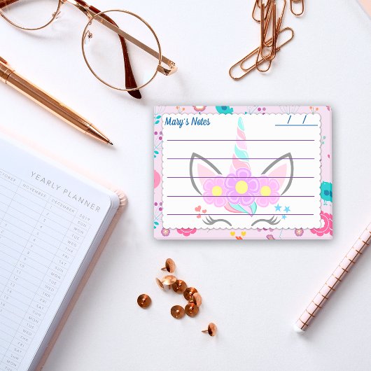 Magische Roze eenhoorn leuke achtergrond 4" x 3" Post-it® Notes
