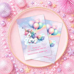 Magische Roze Eenhoorn Meisje Verjaardag Bedankkaa Bedankkaart