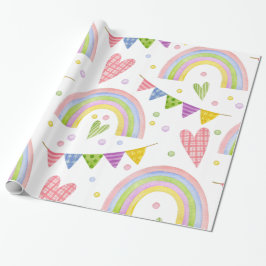 Magische Roze Eenhoorn Regenboog Cadeaupapier
