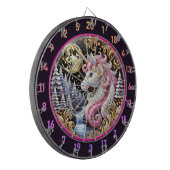 Magische Roze Eenhoorn Staan In Maanlicht Dartbord (Voorkant Links)