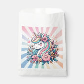 Magische Roze en Gouden Eenhoorn en Bloemen Bedankzakje (Voorkant)