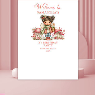 Magische Roze Fee 8e Verjaardagsbanner Wandkleed