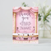 Magische Roze & Gouden Ballet Stage Ballerinas Par Bedankkaart (Staand voorkant)
