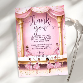 Magische Roze & Gouden Ballet Stage Ballerinas Par Bedankkaart