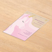 Magische Roze Gouden Eenhoorn Verjaardag Acryl Uitnodigingen (Laagn)