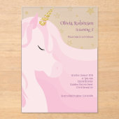 Magische Roze Gouden Eenhoorn Verjaardag Acryl Uitnodigingen (Voorkant)