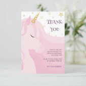Magische Roze Gouden Eenhoorn Verjaardag Bedankkaart (Staand voorkant)