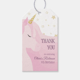 Magische Roze Gouden Eenhoorn Verjaardag Cadeaulabel