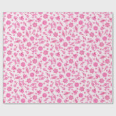 Magische Roze Kitsch Waterverf Ditsy Christmas Cadeaupapier (Vlak)