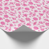 Magische Roze Kitsch Waterverf Ditsy Christmas Cadeaupapier (Hoek)