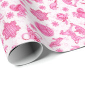 Magische Roze Kitsch Waterverf Ditsy Christmas Cadeaupapier (Rol Hoek)