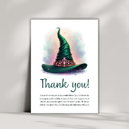 Magische roze kroon en groene heks Pet verjaardag Bedankkaart