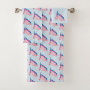 Magische roze Paarse mythische paarden Unicorn Pri Bad Handdoek