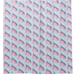 Magische roze Paarse mythische paardeneendenliefde Douchegordijn