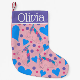 Magische roze Paarse Unicorn Horn Mythical Horse Kleine Kerstsok