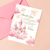 Magische roze prinses baby meisje dank u bedankkaart