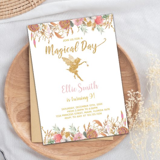 Magische Roze Tuin Party Kaart