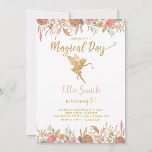 Magische Roze Tuin Party Kaart (Voorkant)