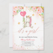 Magische roze unicorn baby shower kaart (Voorkant)