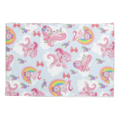 Magische roze Unicorn Girly Rainbow Flower Kussensloop (Achterkant)