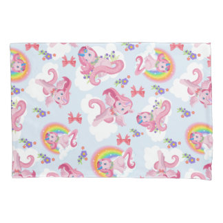 Magische roze Unicorn Girly Rainbow Flower Kussensloop