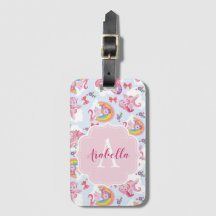 Magische roze Unicorn Girly Rainbow Monogram