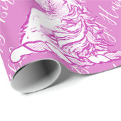 Magische roze Unicorn Patroon Aangepaste Birthday  Cadeaupapier (Rol Hoek)