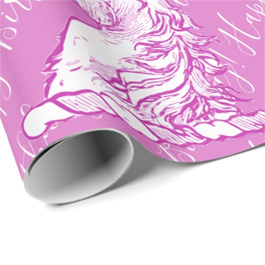 Magische roze Unicorn Patroon Aangepaste Birthday Cadeaupapier (Rol Hoek)