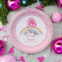 Magische roze Unicorn Rainbow Birthday Party