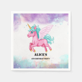Magische roze Unicorn Rainbow Birthday Party Servet
