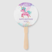 Magische roze Unicorn regenboogdag Handwaaier (Voorkant)