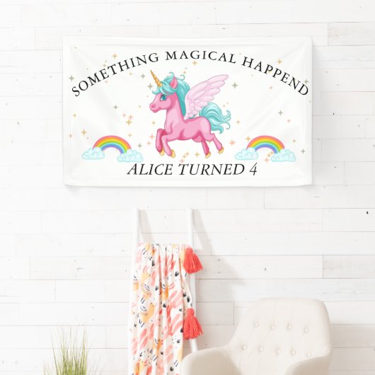 Magische roze Unicorn regenboogdag Spandoek (Insitu)