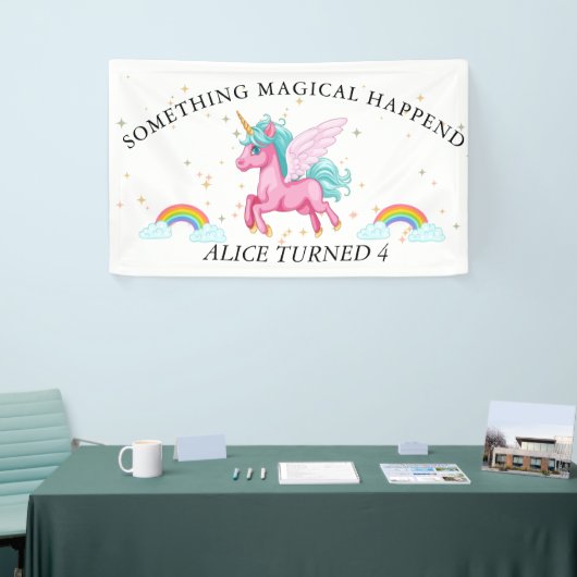 Magische roze Unicorn regenboogdag Spandoek (Beurs)