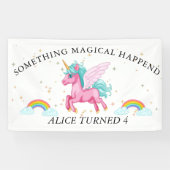 Magische roze Unicorn regenboogdag Spandoek (Horizontaal)