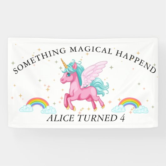 Magische roze Unicorn regenboogdag Spandoek (Horizontaal)