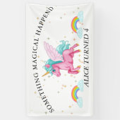 Magische roze Unicorn regenboogdag Spandoek (Verticaal)