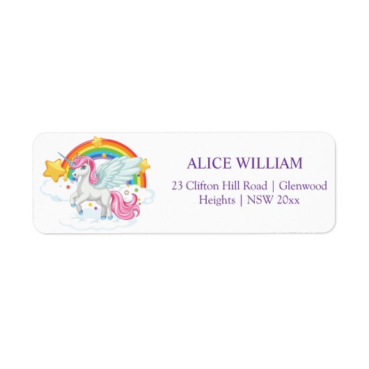 Magische roze Unicorn Regenboogkinderen Birthday Etiket (Voorkant)