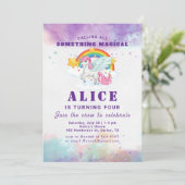 Magische roze Unicorn Regenboogkinderen Birthday Kaart (Staand voorkant)